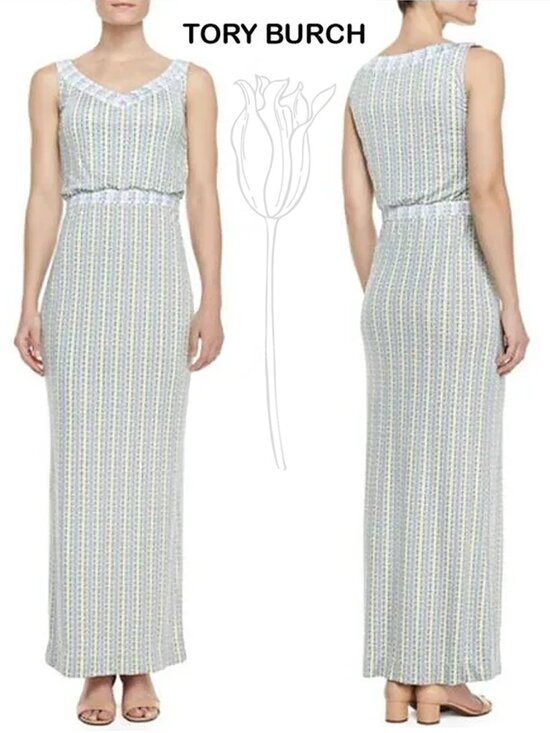 Tory Burch Dresses & Skirts - Tory Burch Micky Silk Mixed-Design Maxi Dress